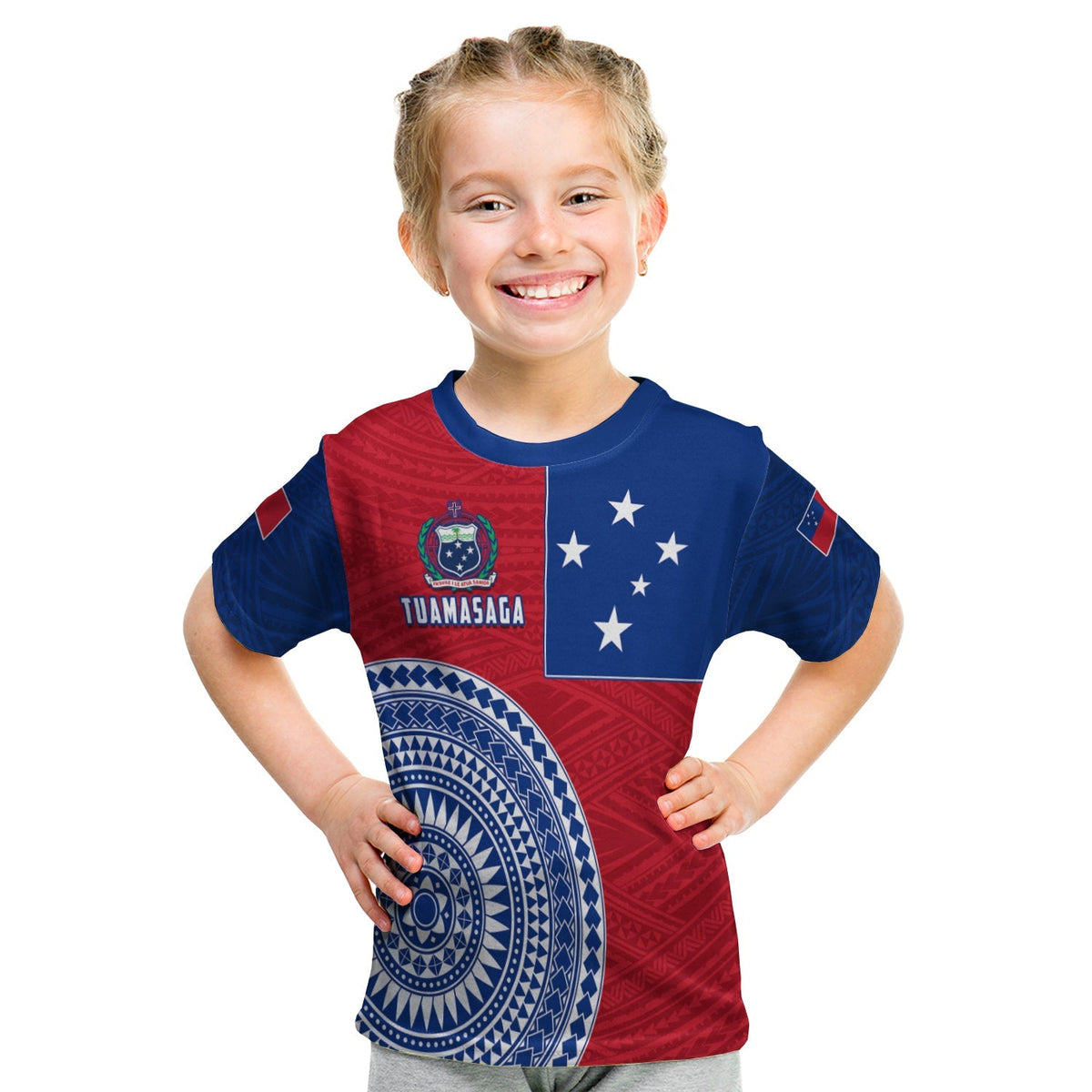 Custom Tuamasaga Samoa T Shirt KID Polynesian Pattern LT13 - Wonder Print Shop