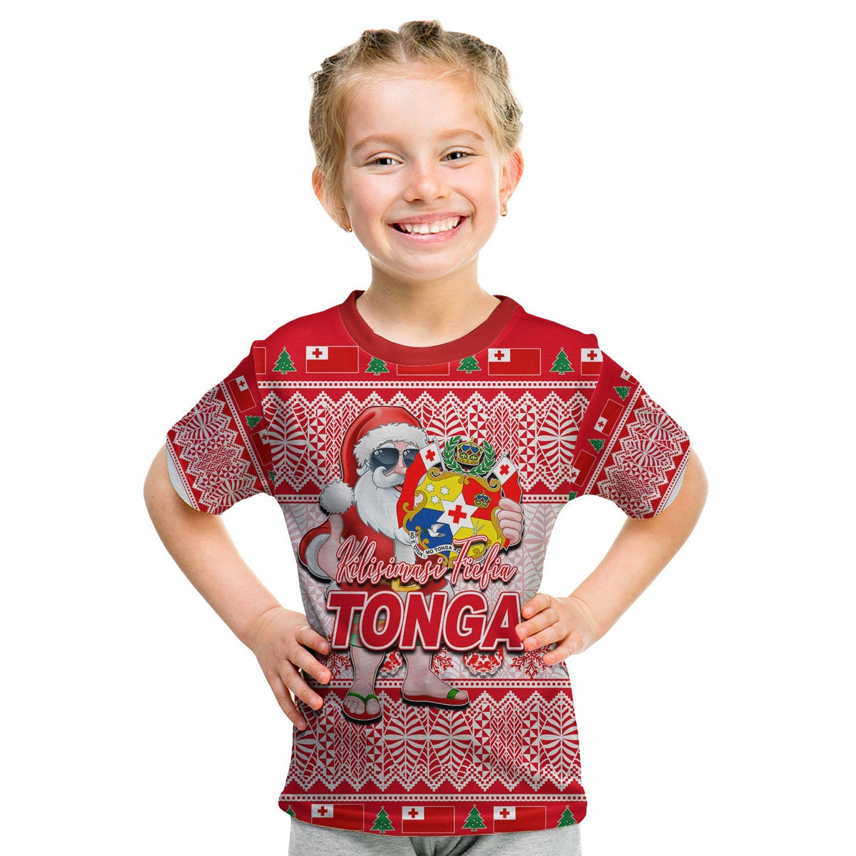 Tonga Christmas T Shirt KID Cool Santa Claus LT6 - Wonder Print Shop