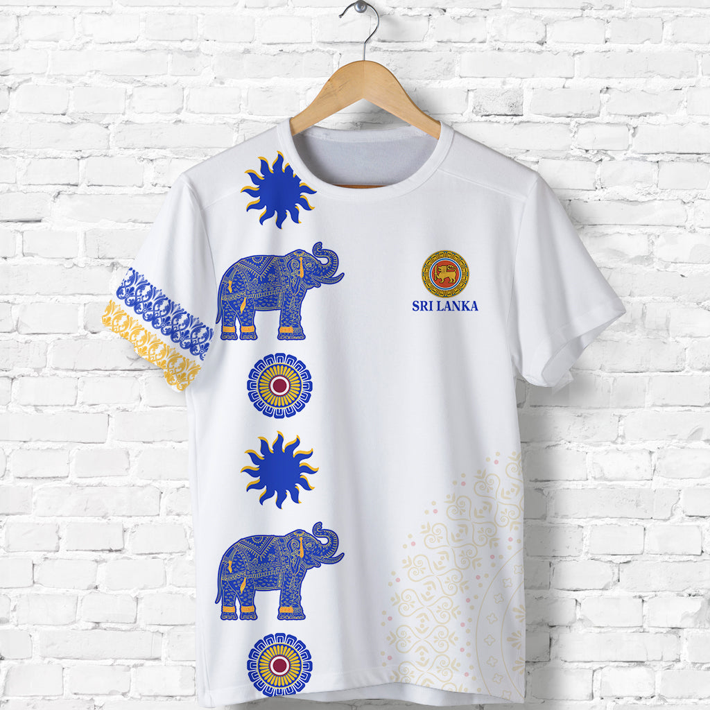 Sri Lanka T Shirt Traditional Pattern and Elephants LT13 - Wonder Print Shop