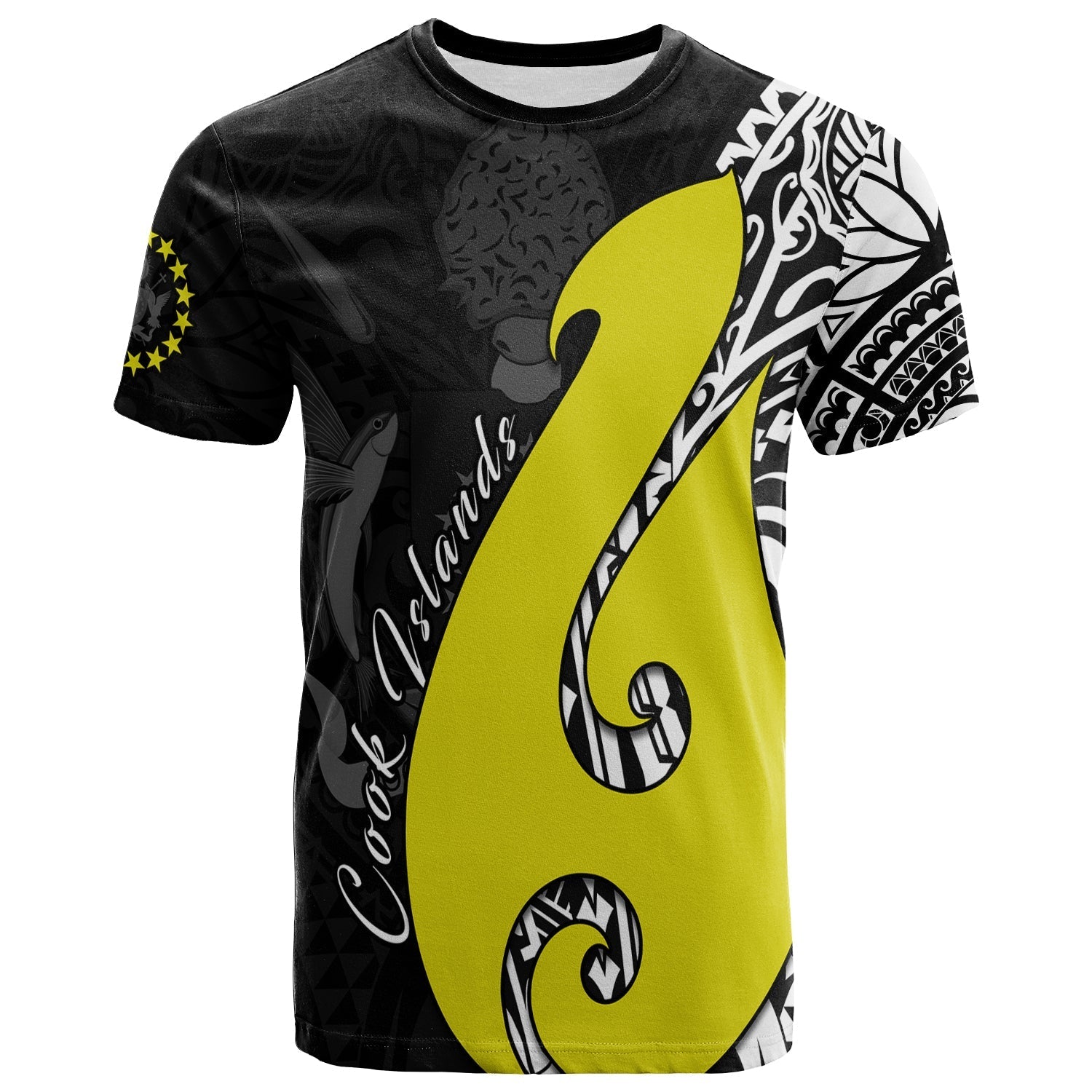 Cook Islands T Shirt Matau Polynesian Simple Fish Hook LT13 - Wonder Print Shop