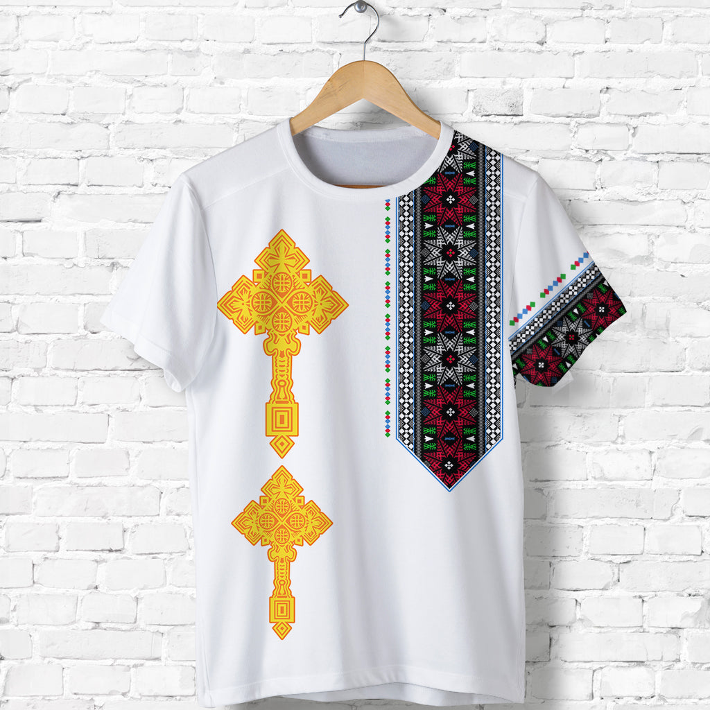 Eritrea Tibeb T Shirt Eritrean Cross Mix Flag LT13 - Wonder Print Shop