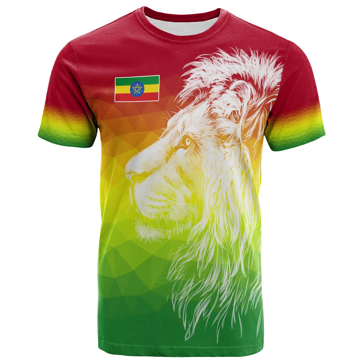 Ethiopia T Shirt Lion Ethiopian Style Flag LT13 - Wonder Print Shop