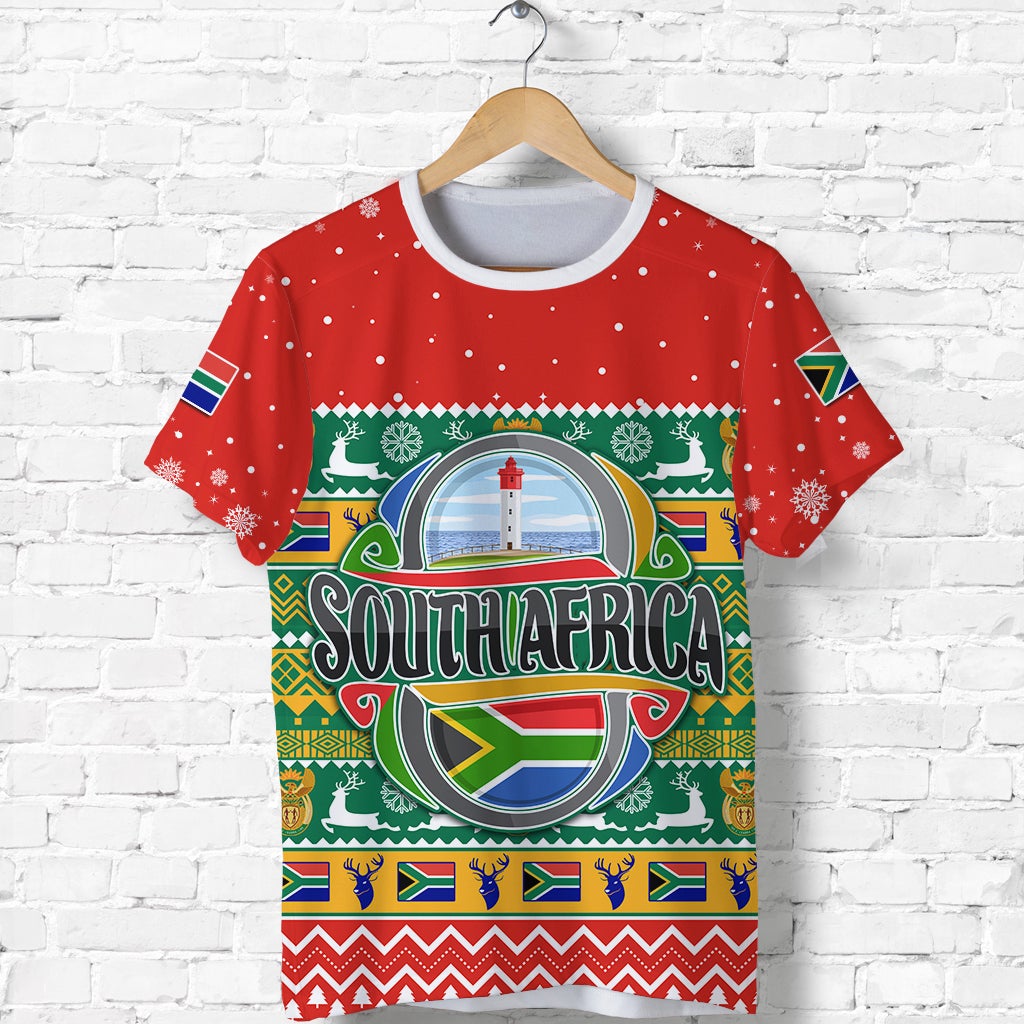 Custom South Africa Christmas T Shirt African Springbok LT13 - Wonder Print Shop