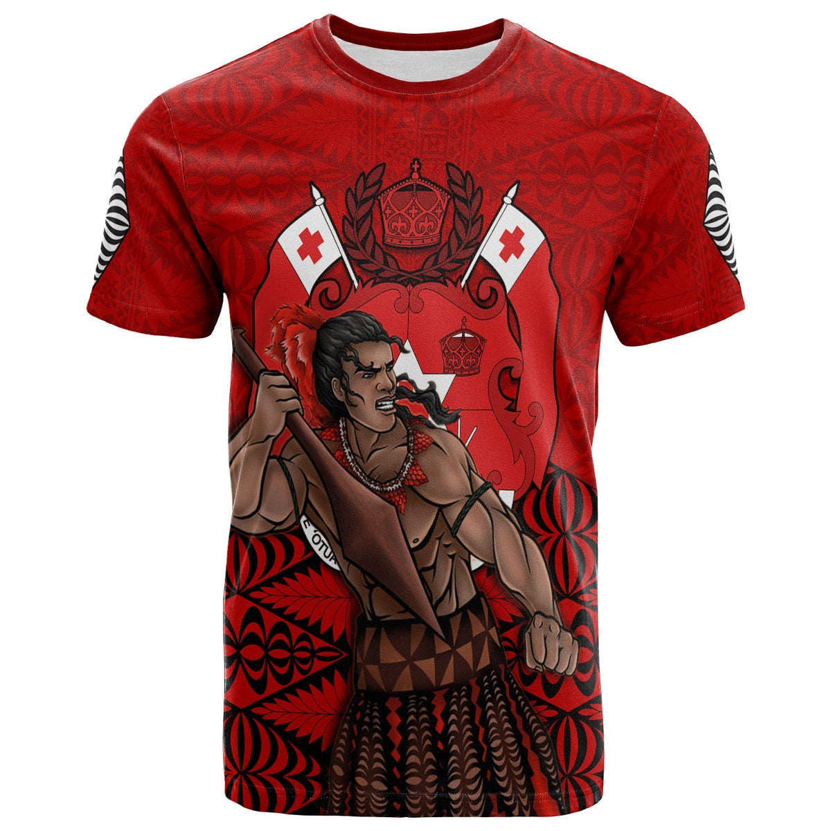Tonga Warriors T Shirt Tongan Pattern Version Black LT13 - Wonder Print Shop