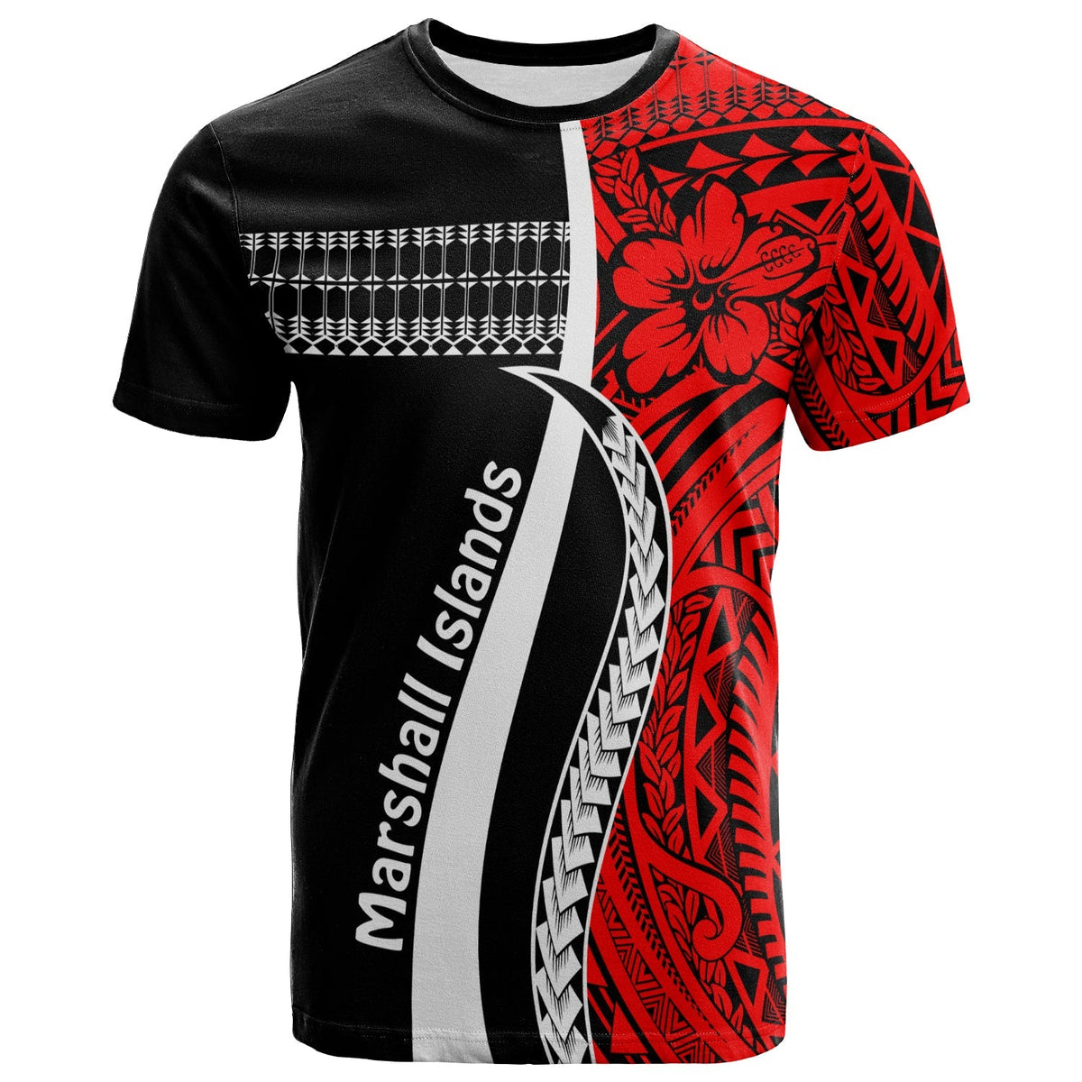 Marshall Islands T Shirt Simple Pattern Version Red LT13 - Wonder Print Shop
