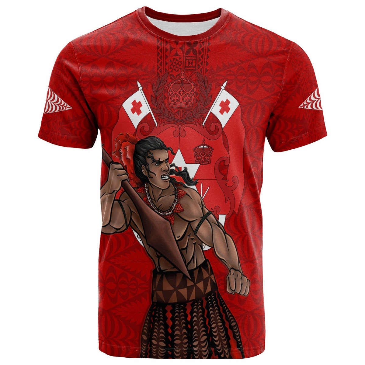Tonga Warriors T Shirt Tongan Pattern Version Red LT13 - Wonder Print Shop
