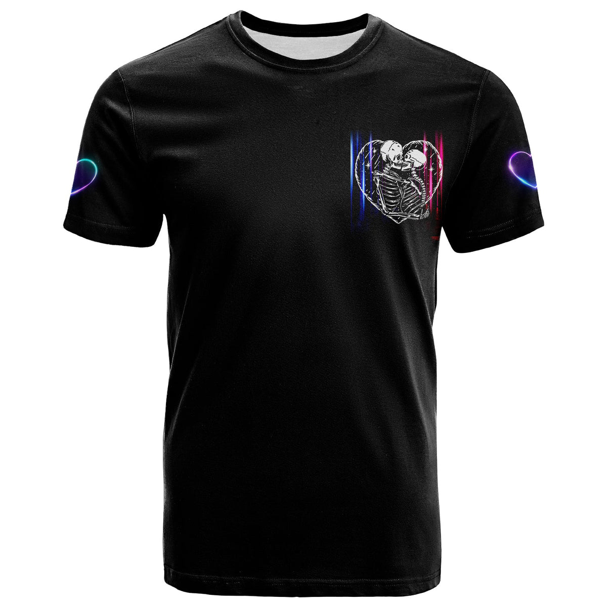 Love You To Death Neon Skull Kiss Couple All Over Print T Shirt LT13 - Wonder Print Shop