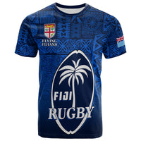 Custom Fiji Rugby T Shirt Flying Fijians Blue Tapa Pattern LT13 - Wonder Print Shop