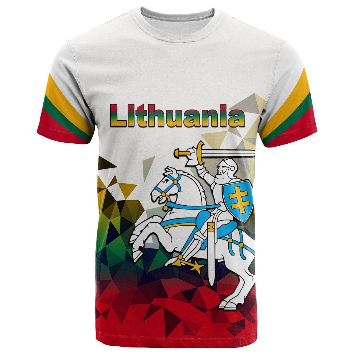 Custom Lithuania T Shirt Polygonal Template Style LT6 - Wonder Print Shop