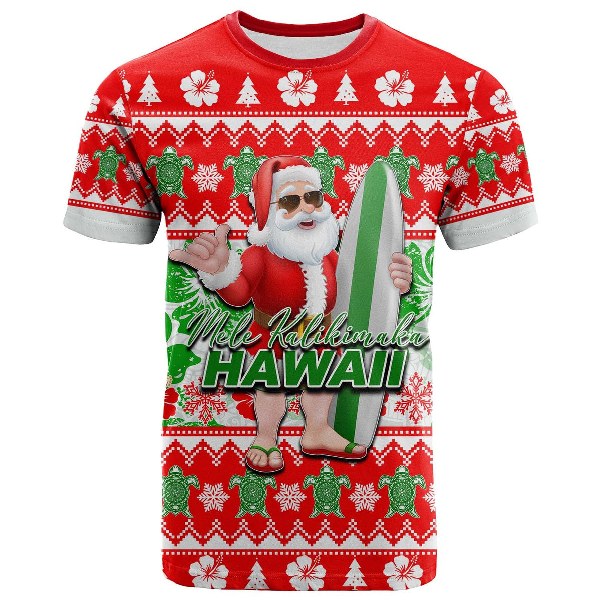 Hawaii Mele Kalikimaka Christmas T Shirt Cool Santa Claus LT6 - Wonder Print Shop