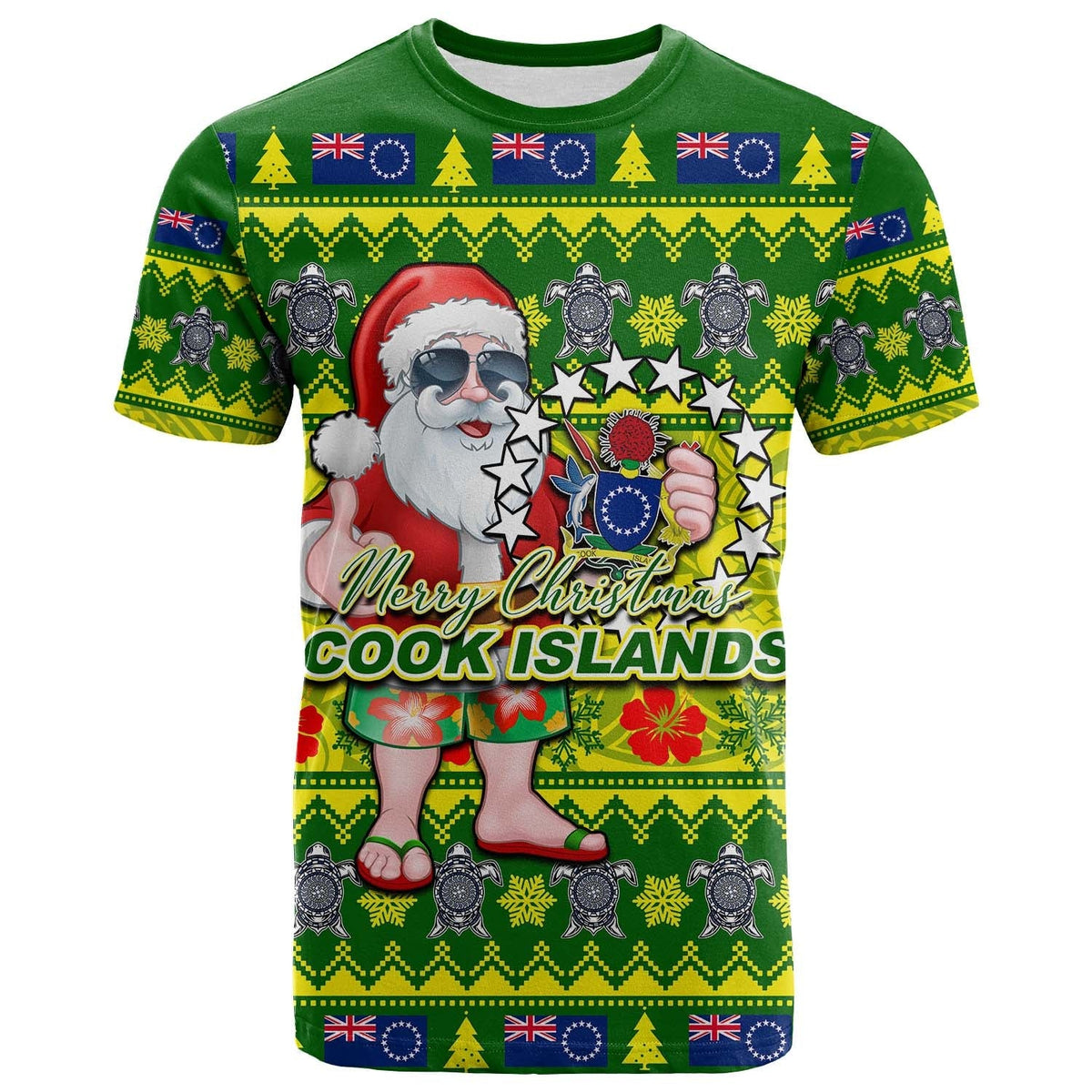 Christmas Cook Islands T Shirt Cool Santa Claus LT6 - Wonder Print Shop