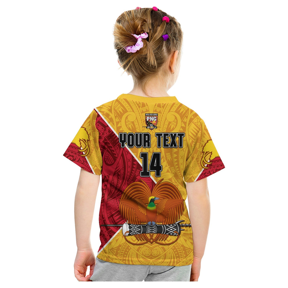 (Custom Text and Number) The Kumuls PNG T Shirt KID Papua New Guinea Polynesian Dynamic Style - Wonder Print Shop