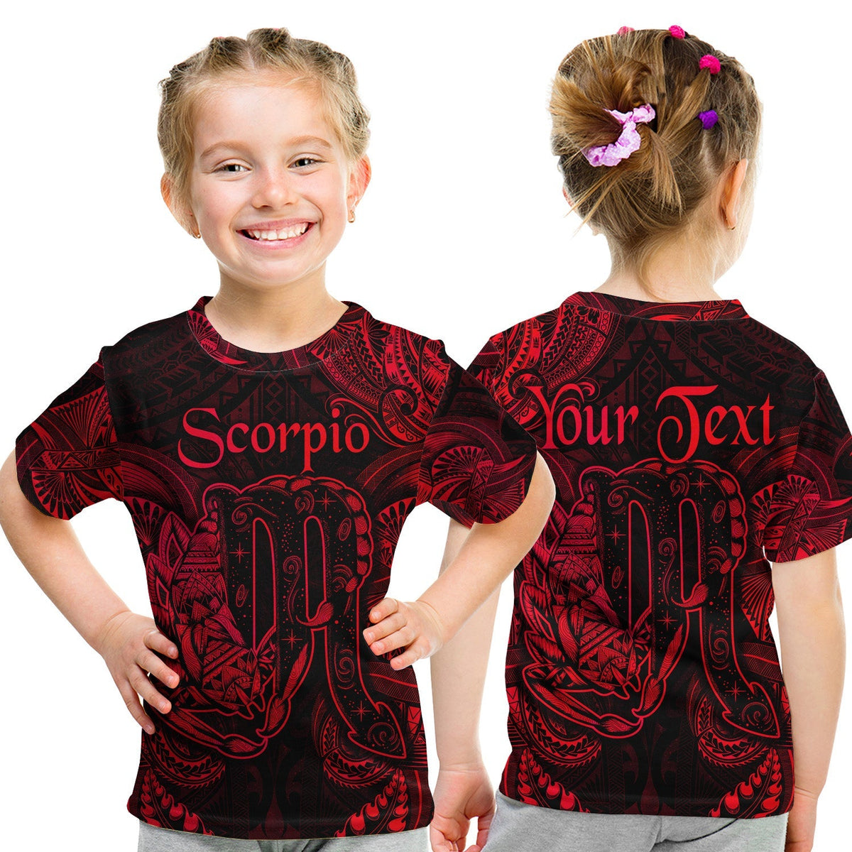 Custom Scorpio Zodiac Polynesian T Shirt KID Unique Style Red LT8 - Wonder Print Shop
