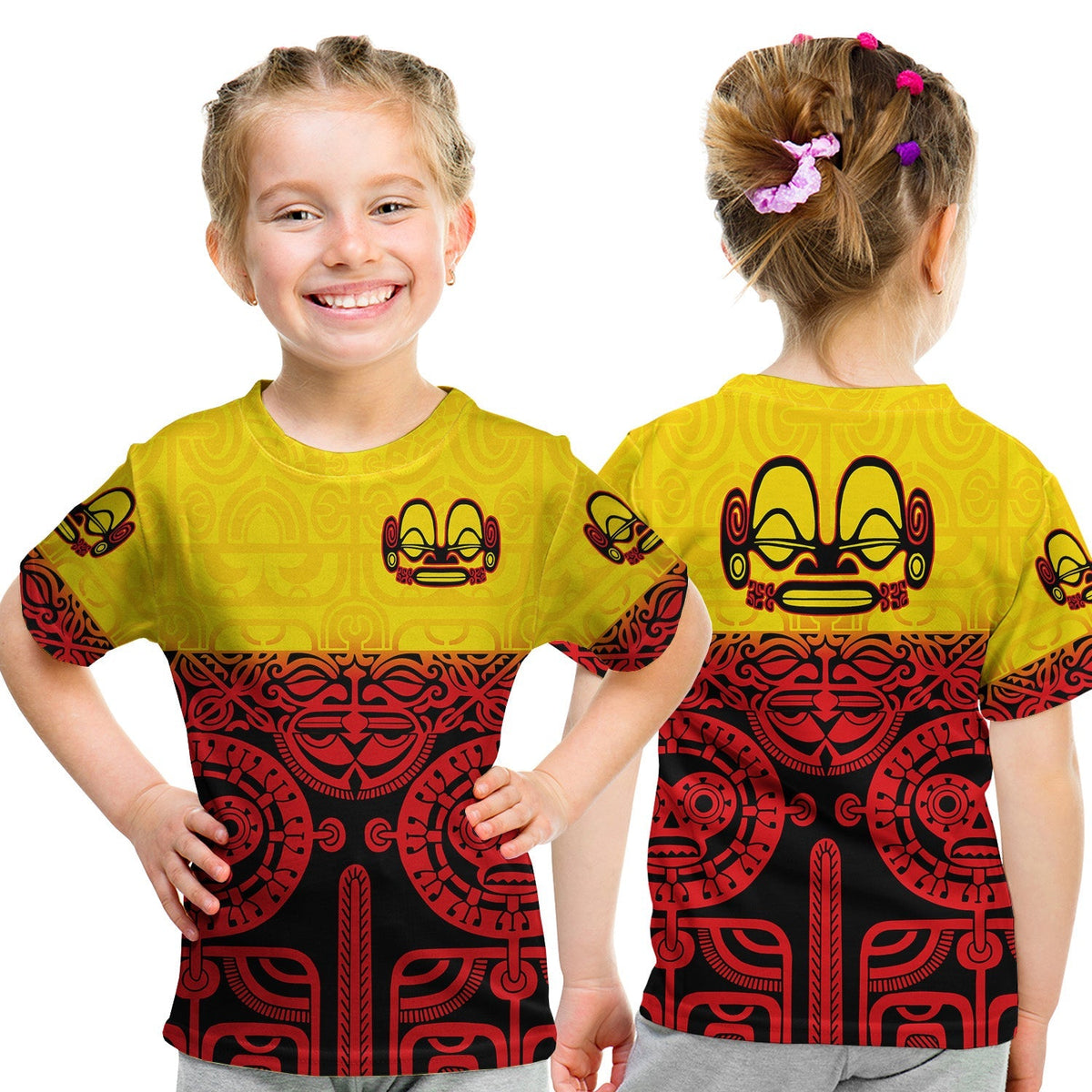 Marquesas Islands T Shirt KID Marquesan Tattoo Special Style Gradient Red LT8 - Wonder Print Shop
