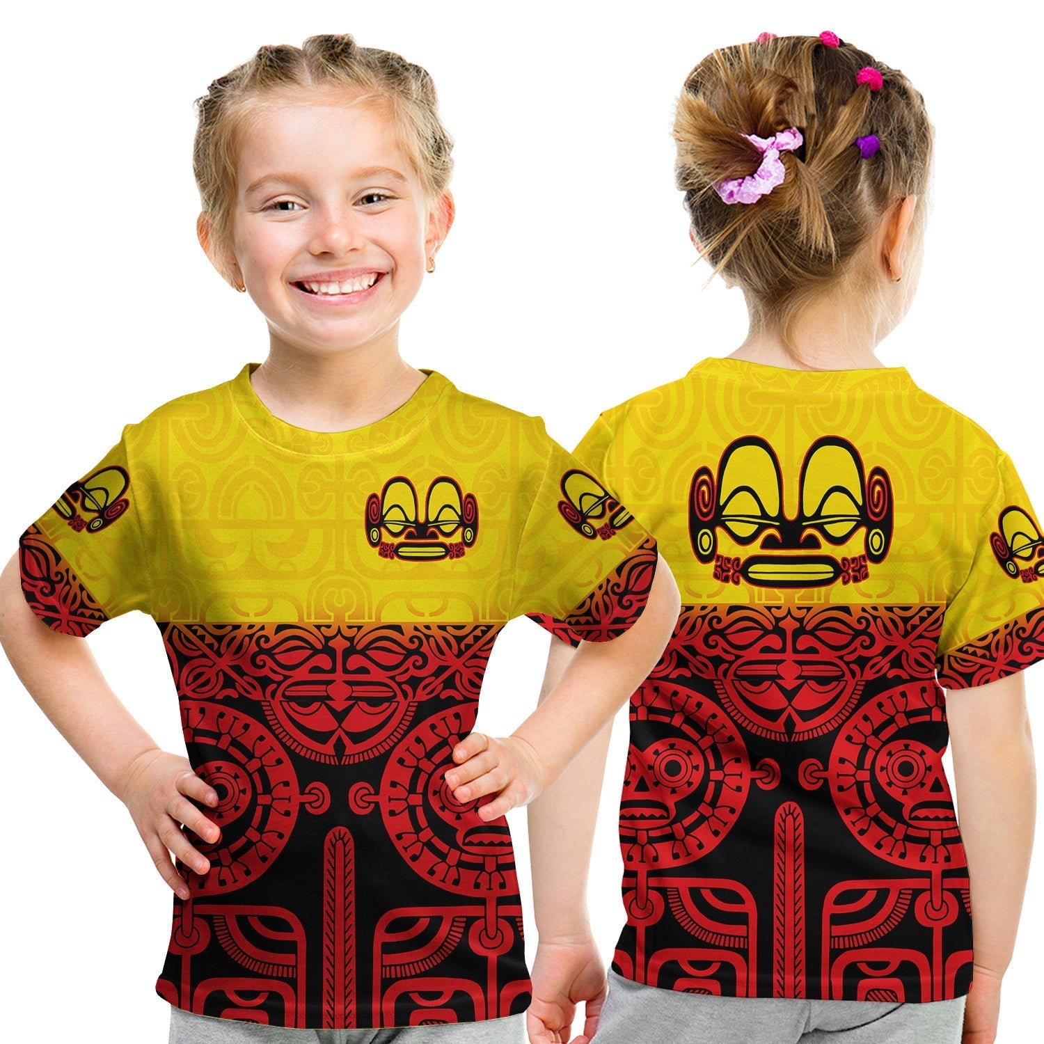 Marquesas Islands T Shirt KID Marquesan Tattoo Special Style Gradient Red LT8 - Wonder Print Shop