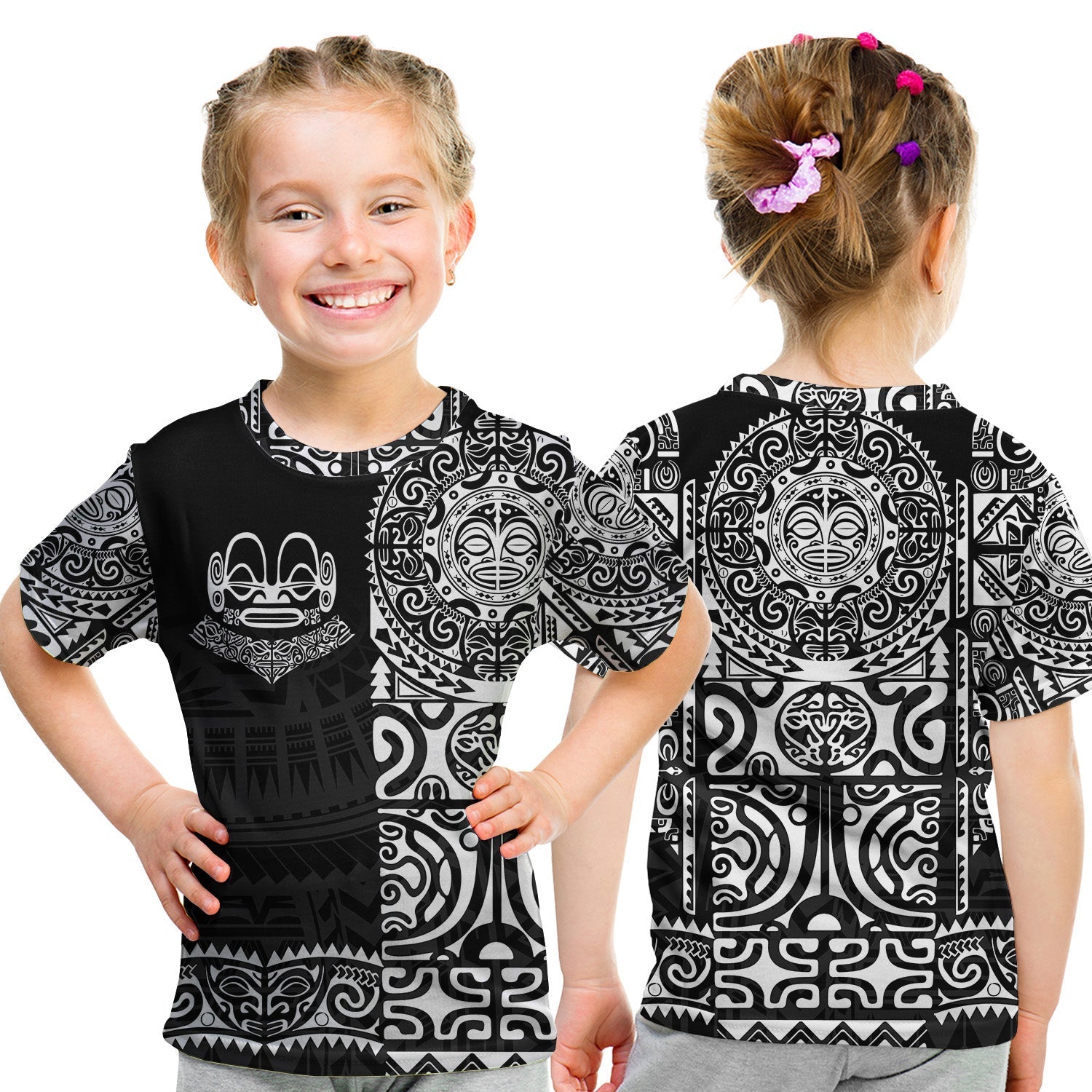 Marquesas Islands T Shirt KID Marquesan Tattoo Unique Style Black LT8 - Wonder Print Shop