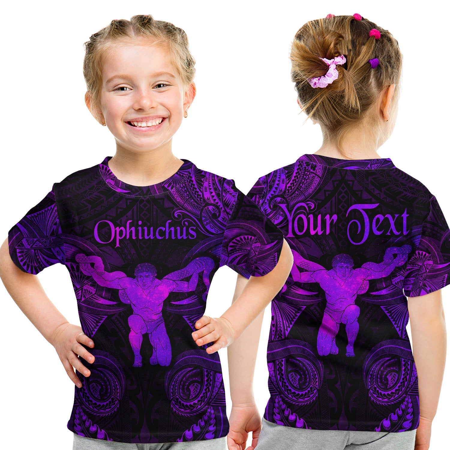 Custom Ophiuchus Zodiac Polynesian T Shirt KID Unique Style Purple LT8 - Wonder Print Shop