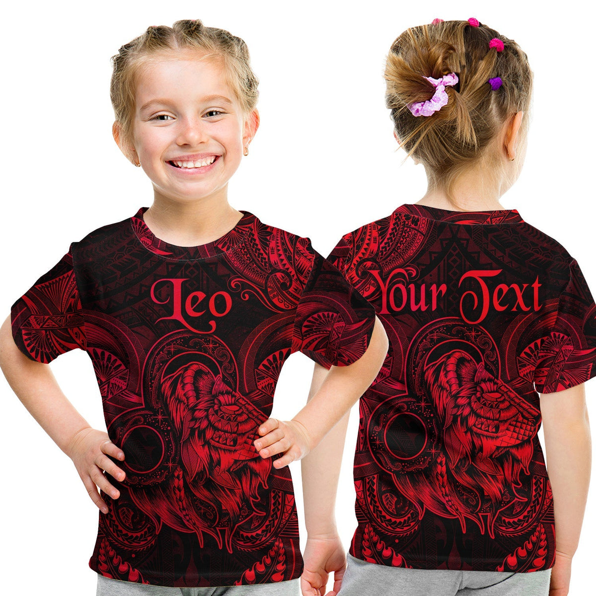 Custom Leo Zodiac Polynesian T Shirt KID Unique Style Red LT8 - Wonder Print Shop
