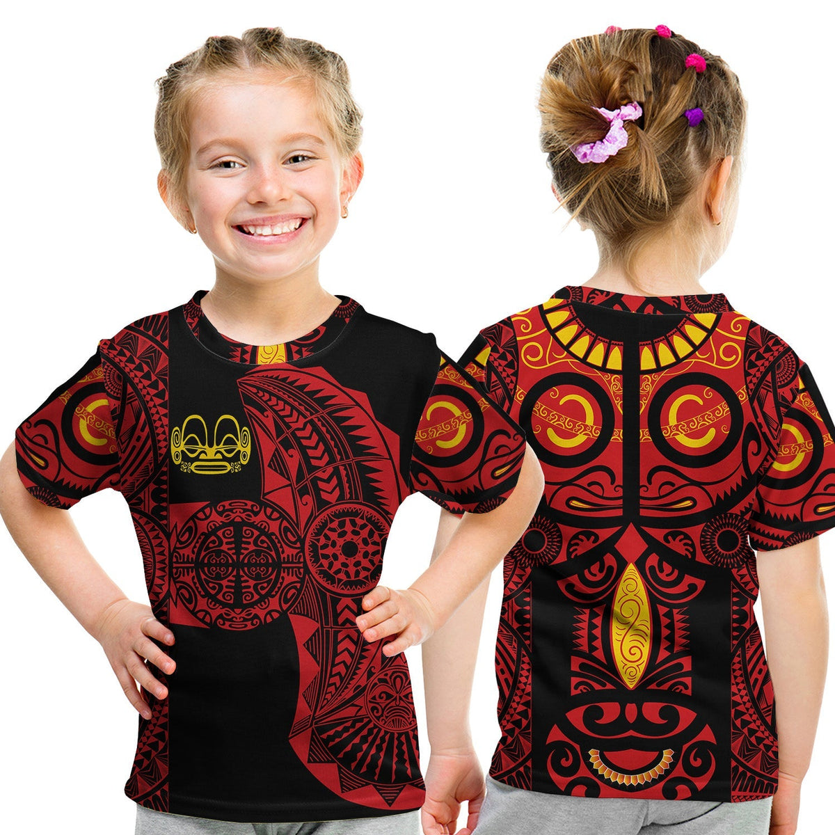 Marquesas Islands T Shirt KID Marquesan Tattoo Original Style Red LT8 - Wonder Print Shop