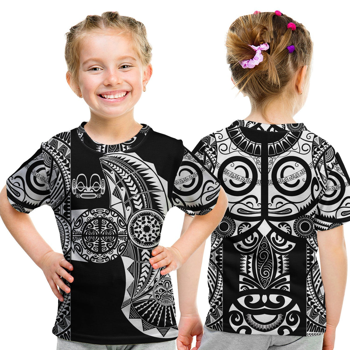 Marquesas Islands T Shirt KID Marquesan Tattoo Original Style Black LT8 - Wonder Print Shop
