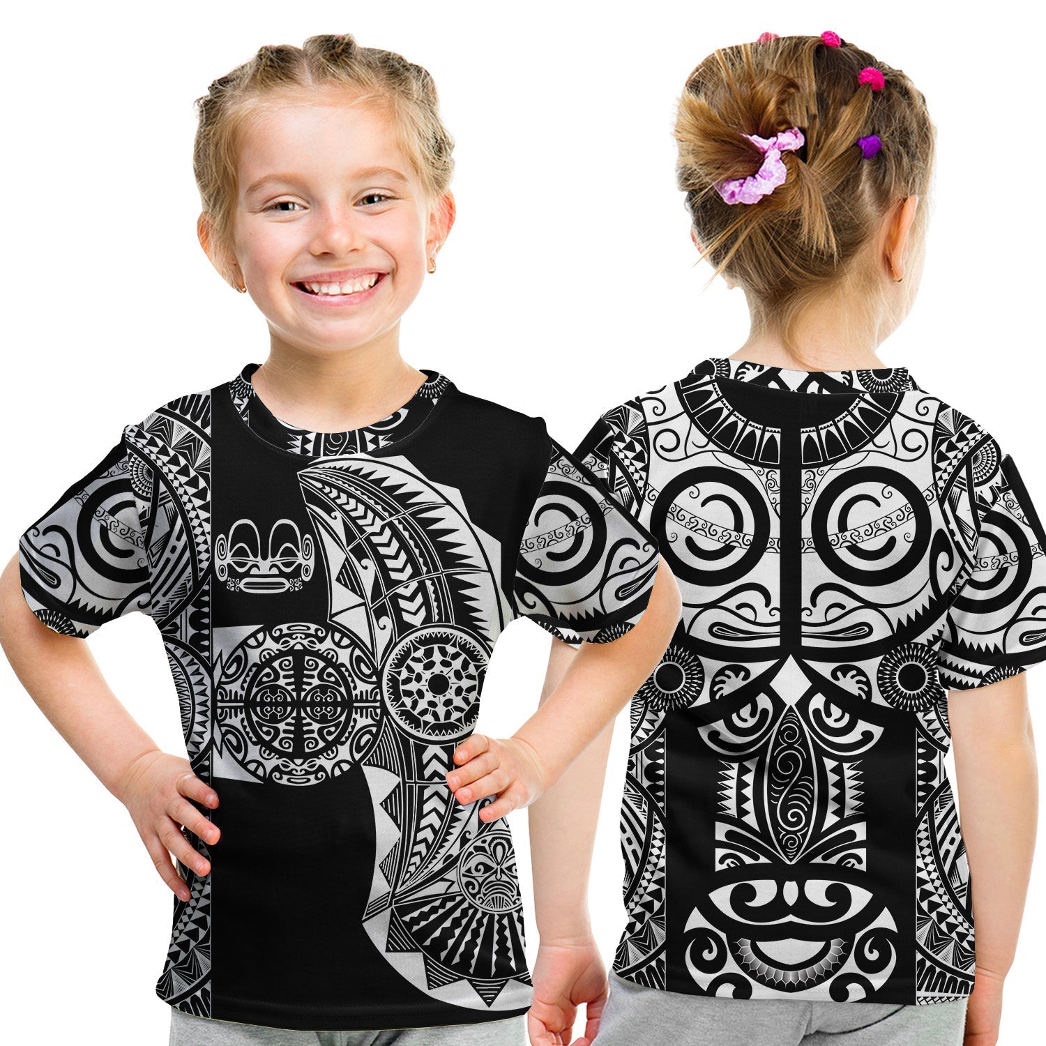 Marquesas Islands T Shirt KID Marquesan Tattoo Original Style Black LT8 - Wonder Print Shop