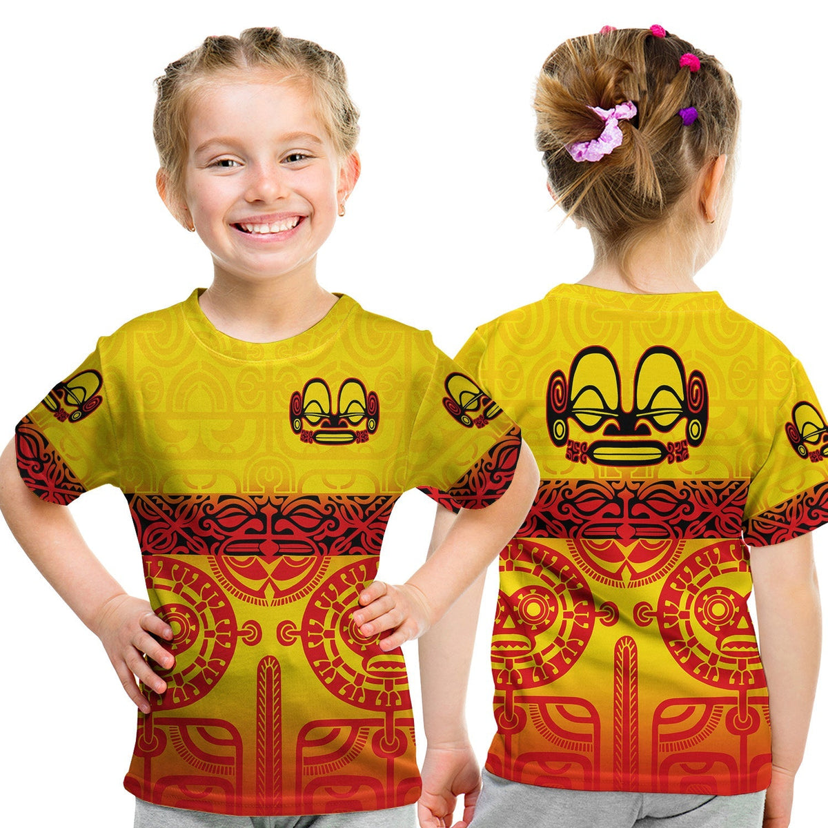 Marquesas Islands T Shirt KID Marquesan Tattoo Special Style Gradient Yellow LT8 - Wonder Print Shop