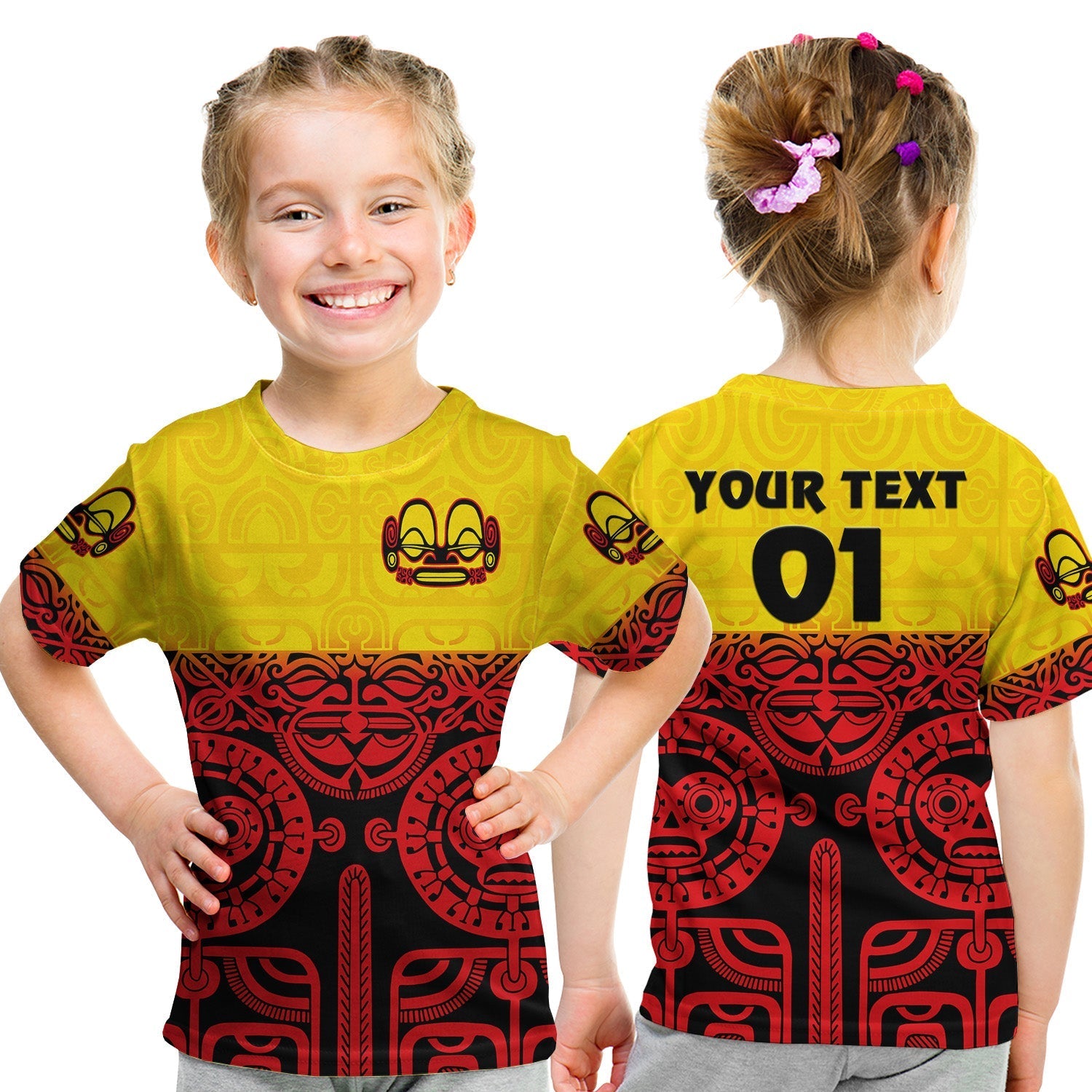 Custom Marquesas Islands T Shirt KID Marquesan Tattoo Special Style Gradient Red LT8 - Wonder Print Shop