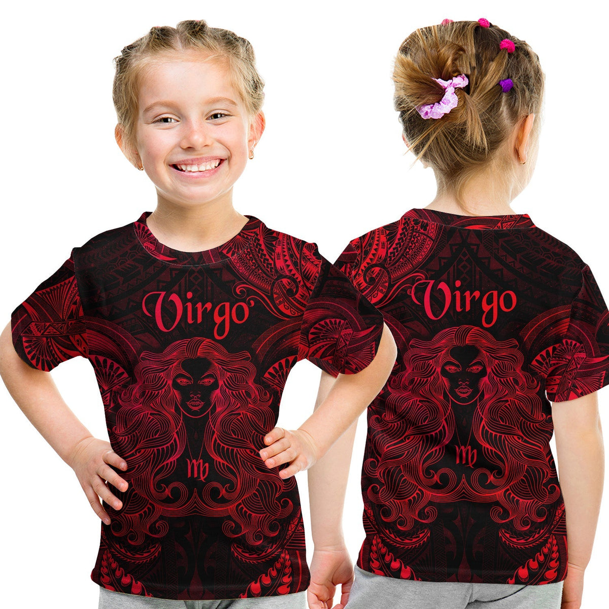 Virgo Zodiac Polynesian T Shirt KID Unique Style Red LT8 - Wonder Print Shop