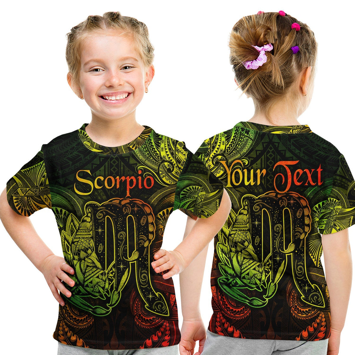 Custom Scorpio Zodiac Polynesian T Shirt KID Unique Style Reggae LT8 - Wonder Print Shop