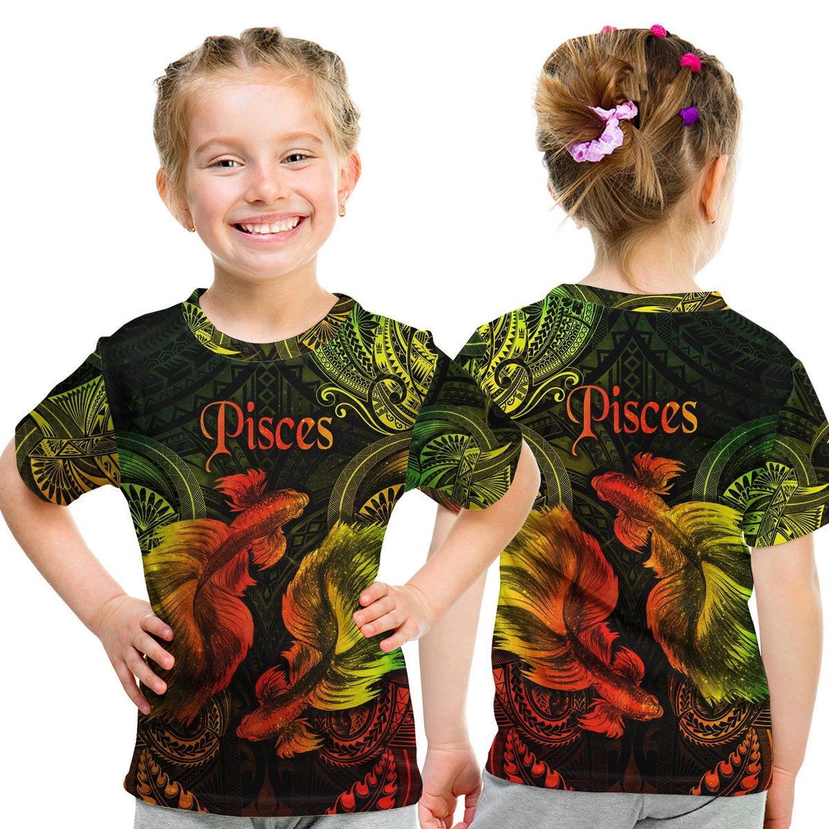 Pisces Zodiac Polynesian T Shirt KID Unique Style Reggae LT8 - Wonder Print Shop
