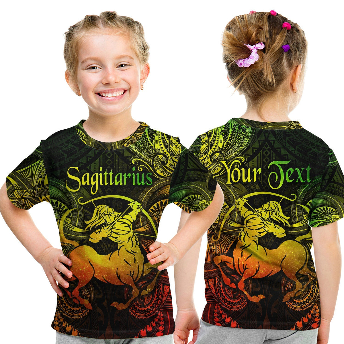 Custom Sagittarius Zodiac Polynesian T Shirt KID Unique Style Reggae LT8 - Wonder Print Shop