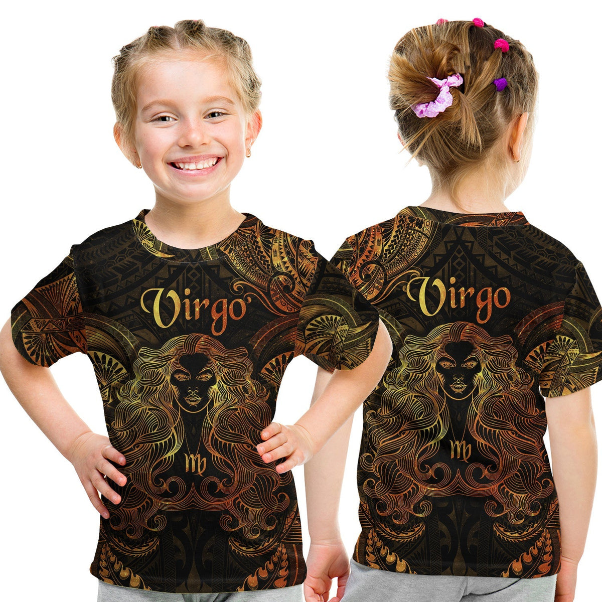 Virgo Zodiac Polynesian T Shirt KID Unique Style Gold LT8 - Wonder Print Shop