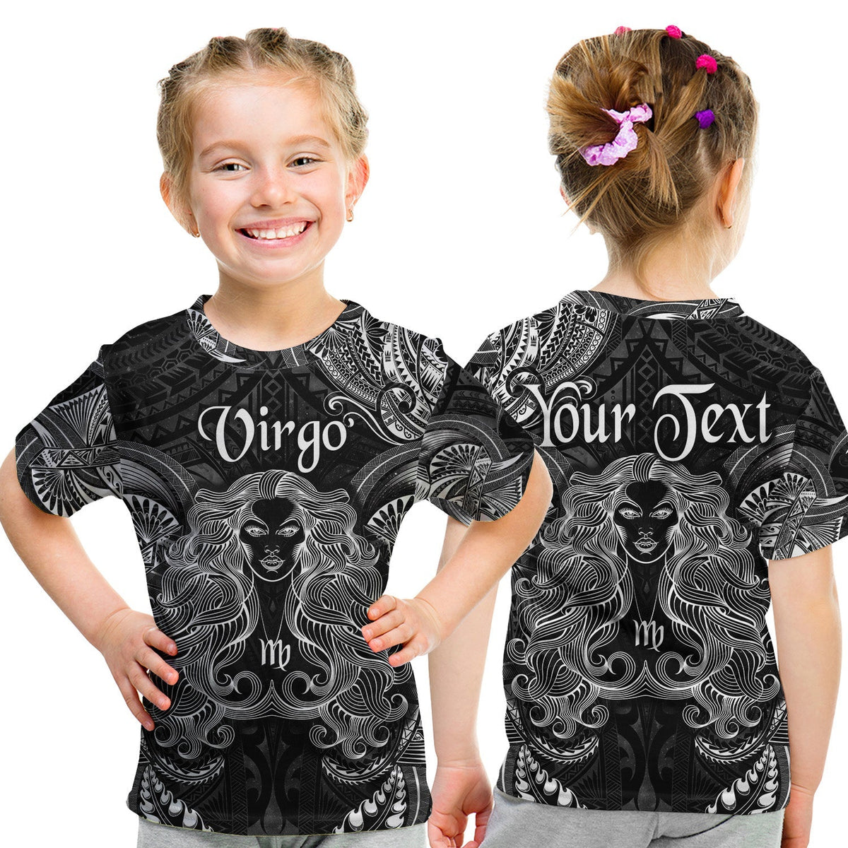 Custom Virgo Zodiac Polynesian T Shirt KID Unique Style Black LT8 - Wonder Print Shop