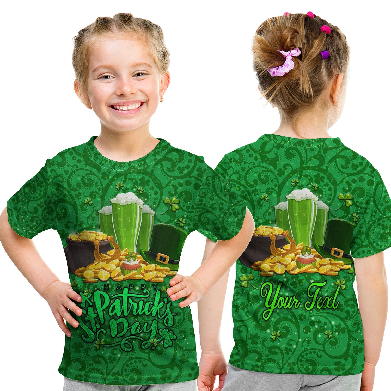 (Custom Personalised) Ireland Happy Saint Patrick's Day T Shirt KID With Shamrock LT8 - Wonder Print Shop