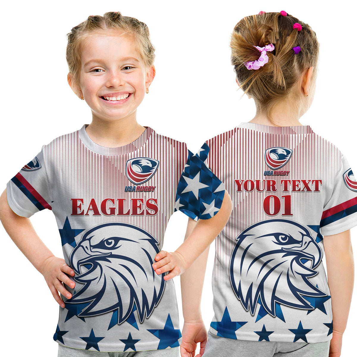 (Custom Personalised) USA Rugby T Shirt KID Original Vibes - White LT8 - Wonder Print Shop