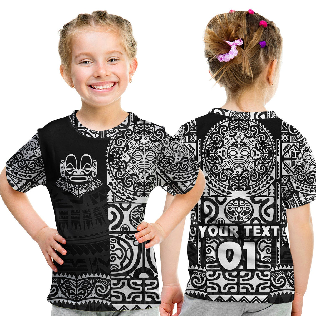 Custom Marquesas Islands T Shirt KID Marquesan Tattoo Unique Style Black LT8 - Wonder Print Shop