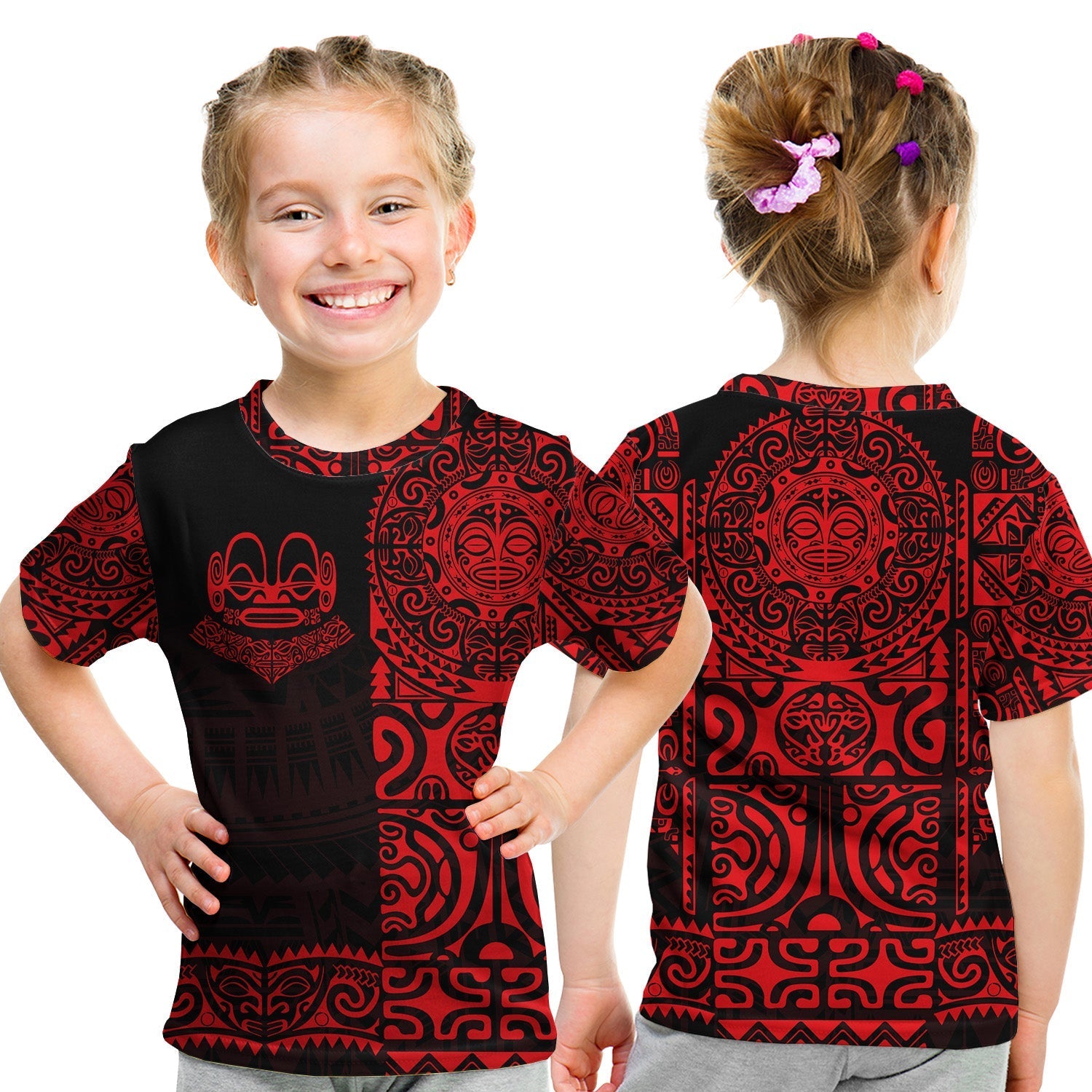 Marquesas Islands T Shirt KID Marquesan Tattoo Unique Style Red LT8 - Wonder Print Shop