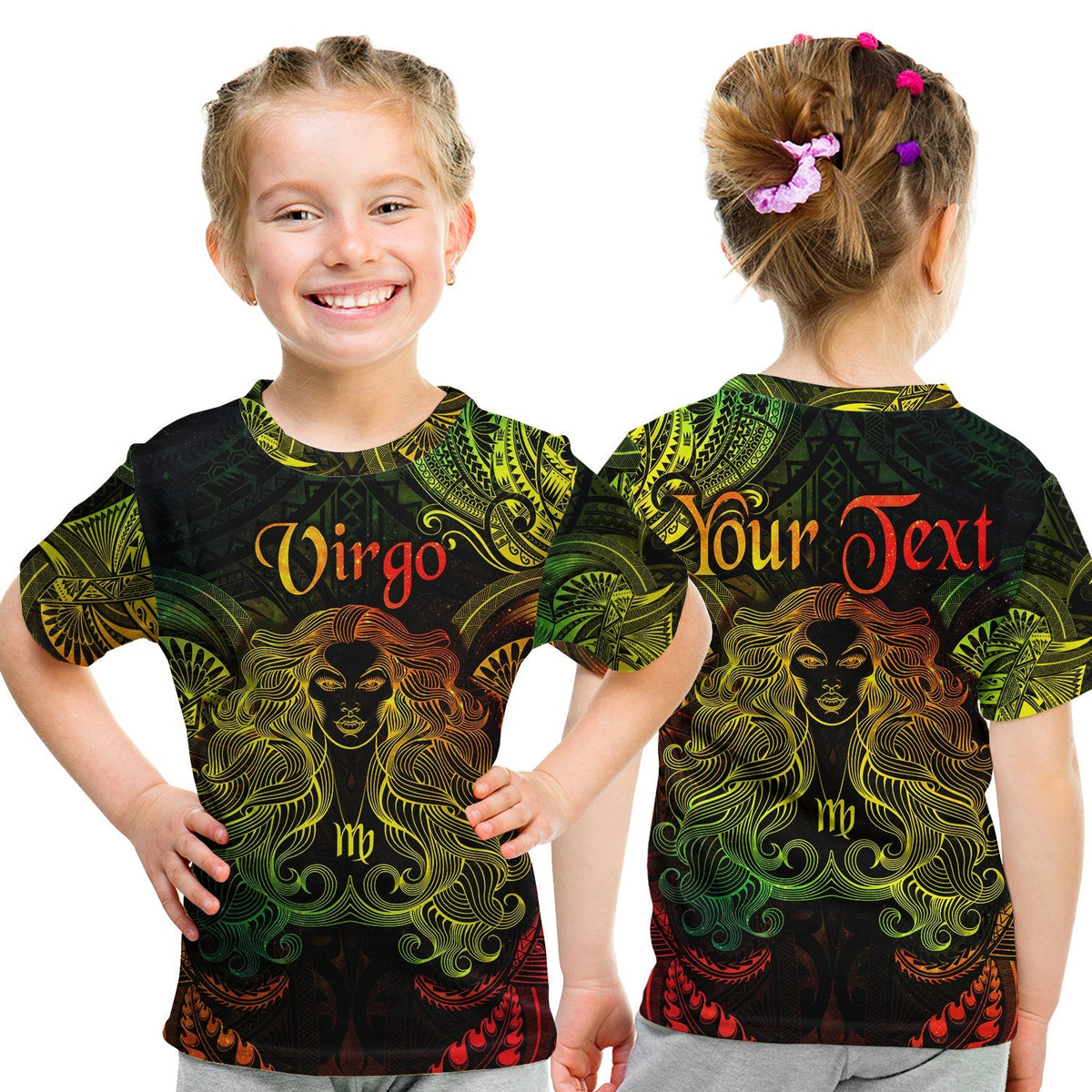 Custom Virgo Zodiac Polynesian T Shirt KID Unique Style Reggae LT8 - Wonder Print Shop