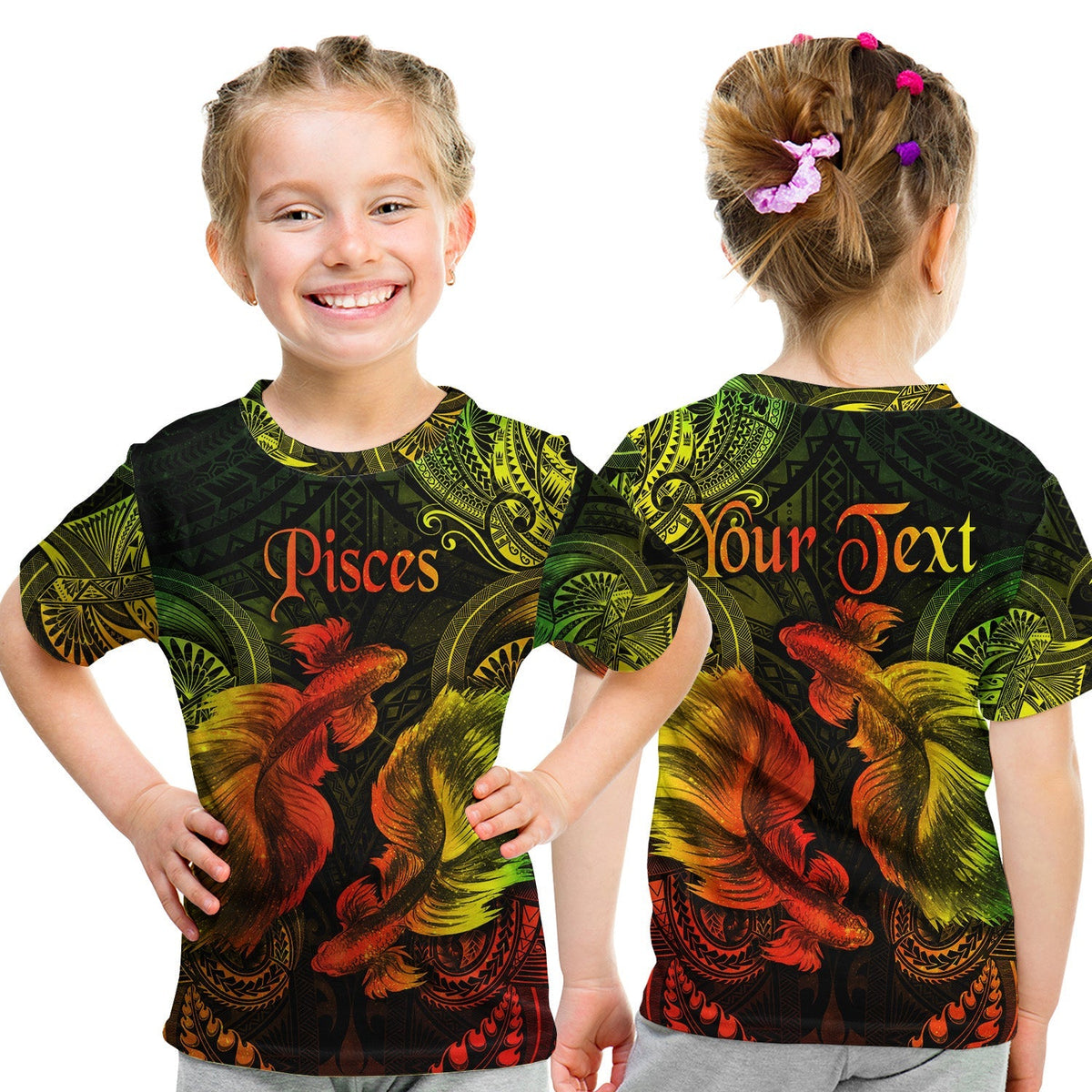 Custom Pisces Zodiac Polynesian T Shirt KID Unique Style Reggae LT8 - Wonder Print Shop