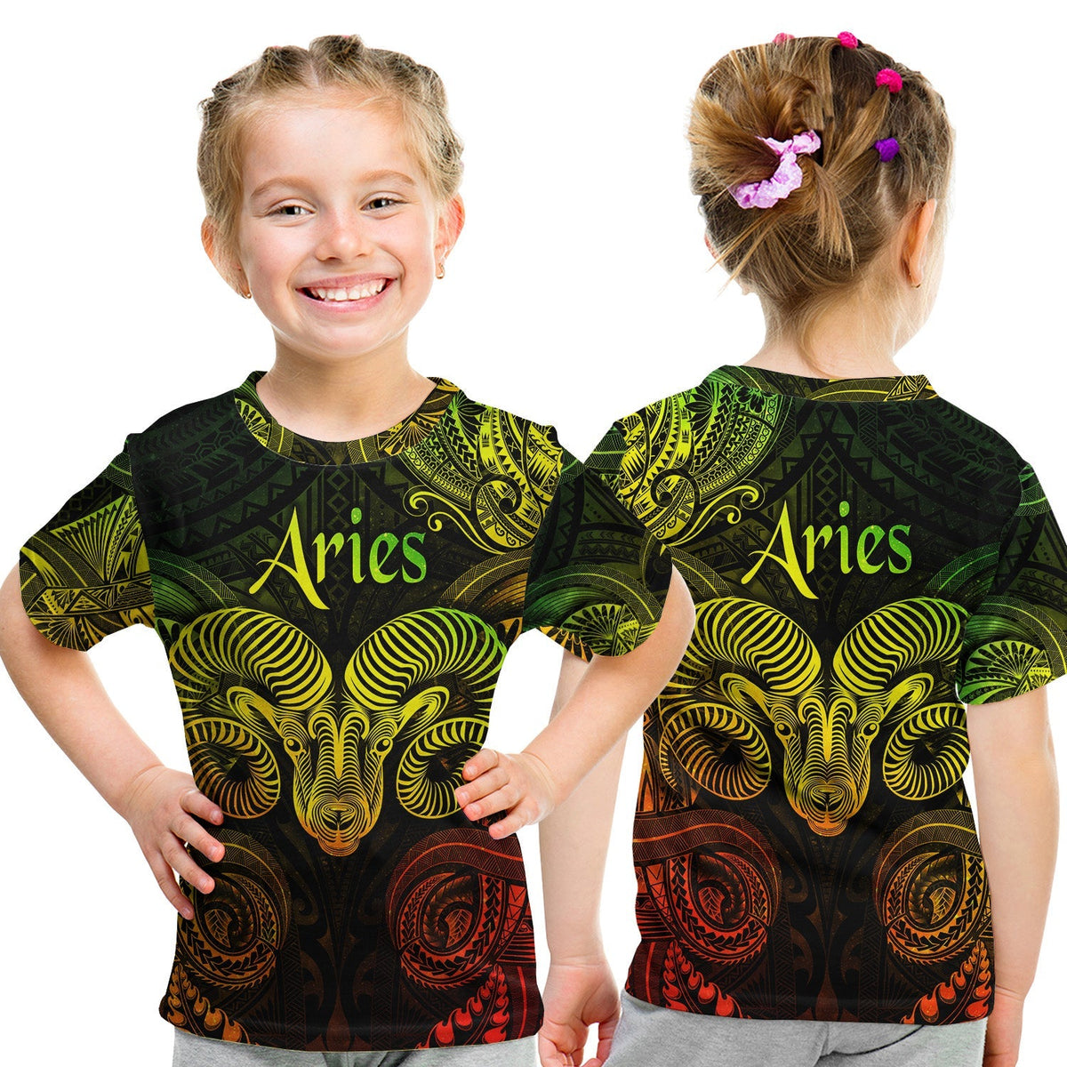 Aries Zodiac Polynesian T Shirt KID Unique Style Reggae LT8 - Wonder Print Shop