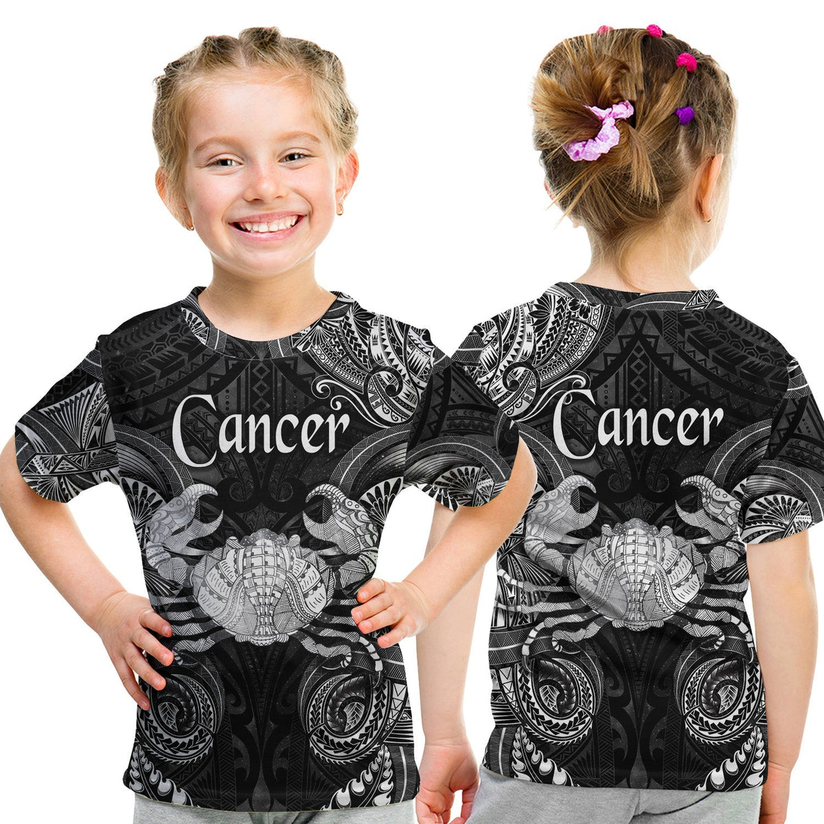 Cancer Zodiac Polynesian T Shirt KID Unique Style Black LT8 - Wonder Print Shop