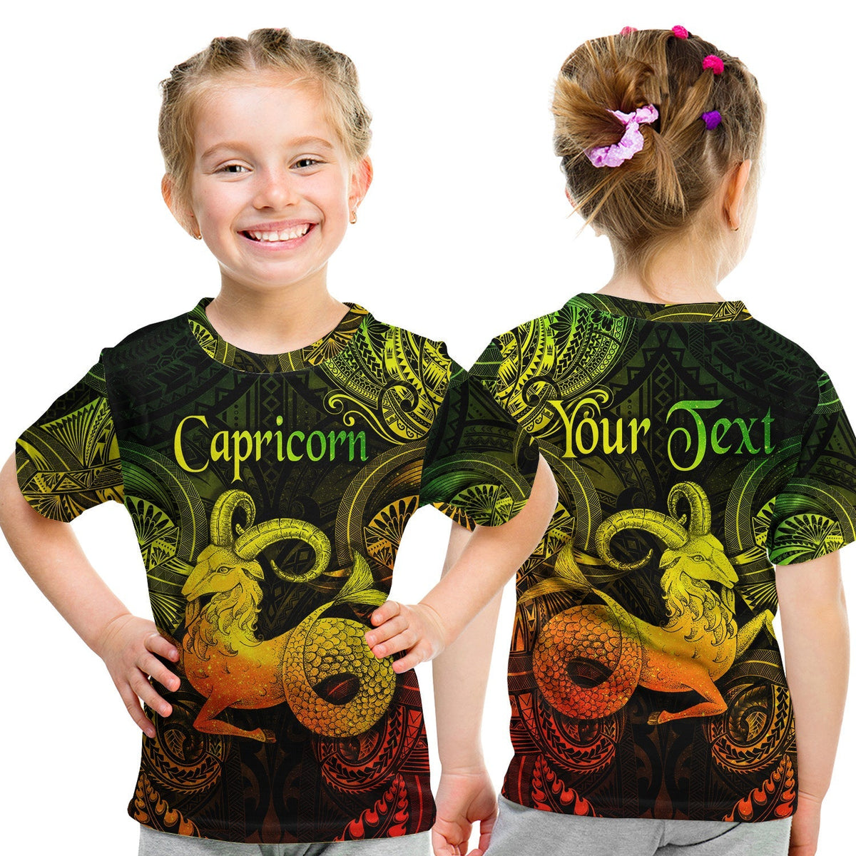 Custom Capricorn Zodiac Polynesian T Shirt KID Unique Style Reggae LT8 - Wonder Print Shop