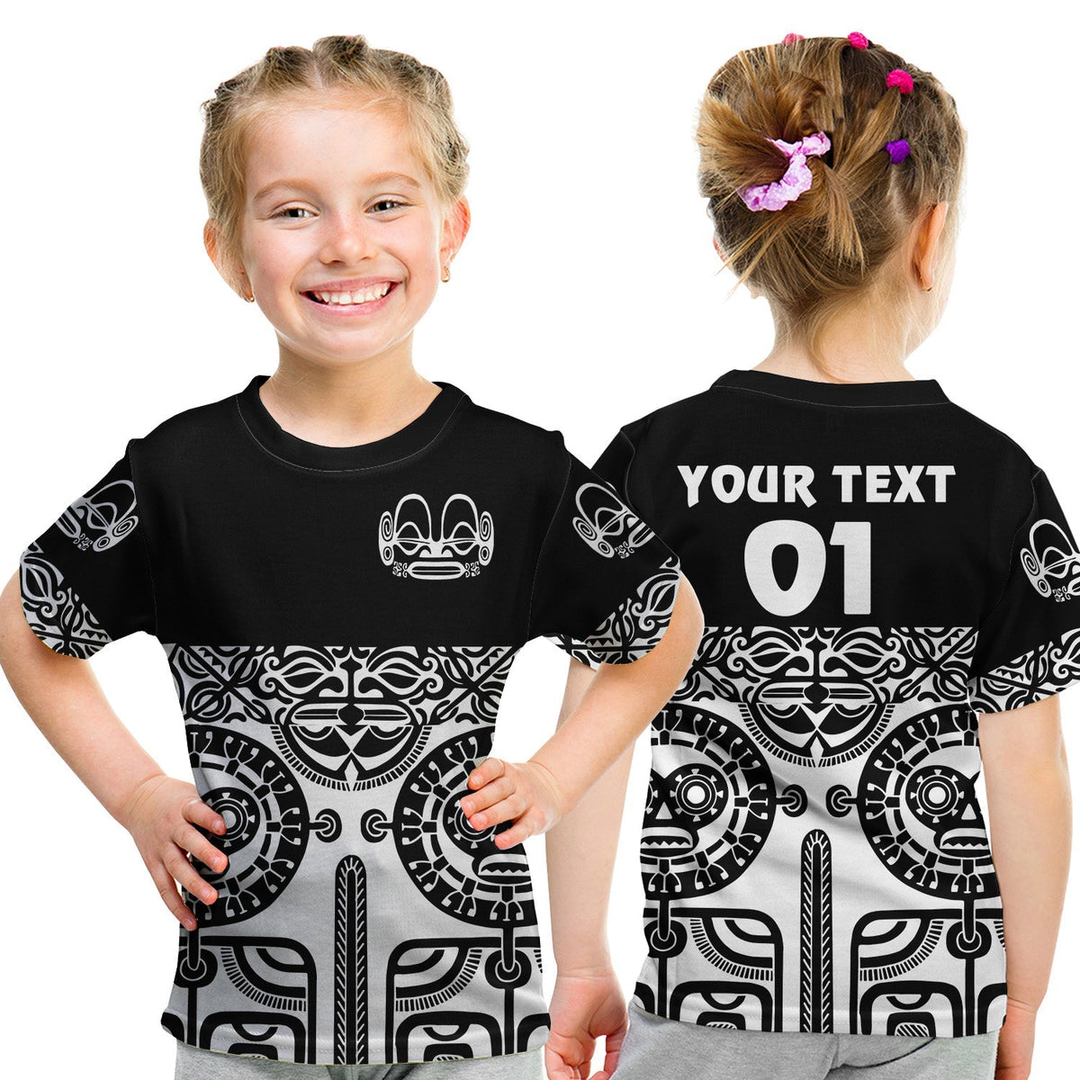 Custom Marquesas Islands T Shirt KID Marquesan Tattoo Special Style Black LT8 - Wonder Print Shop