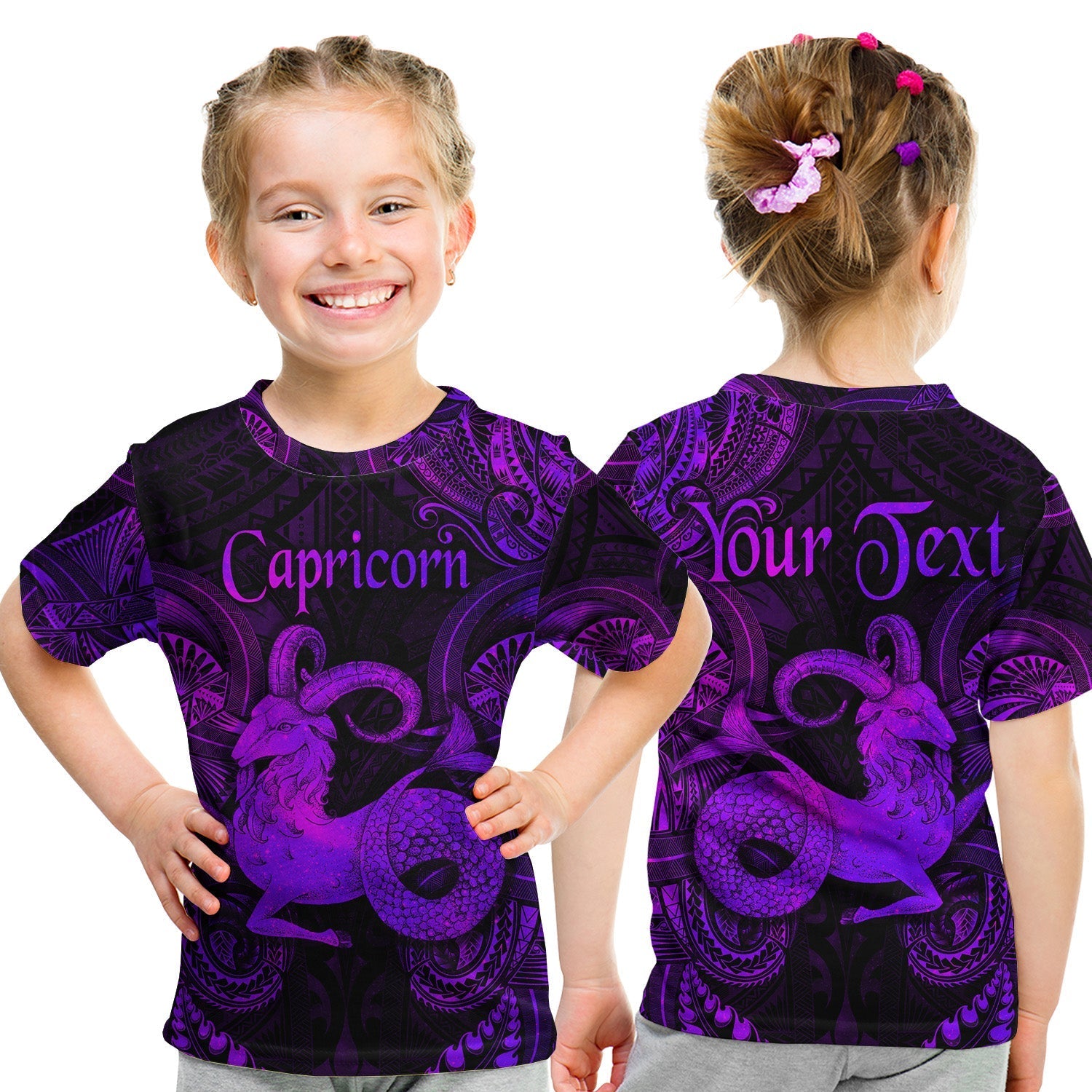 Custom Capricorn Zodiac Polynesian T Shirt KID Unique Style Purple LT8 - Wonder Print Shop