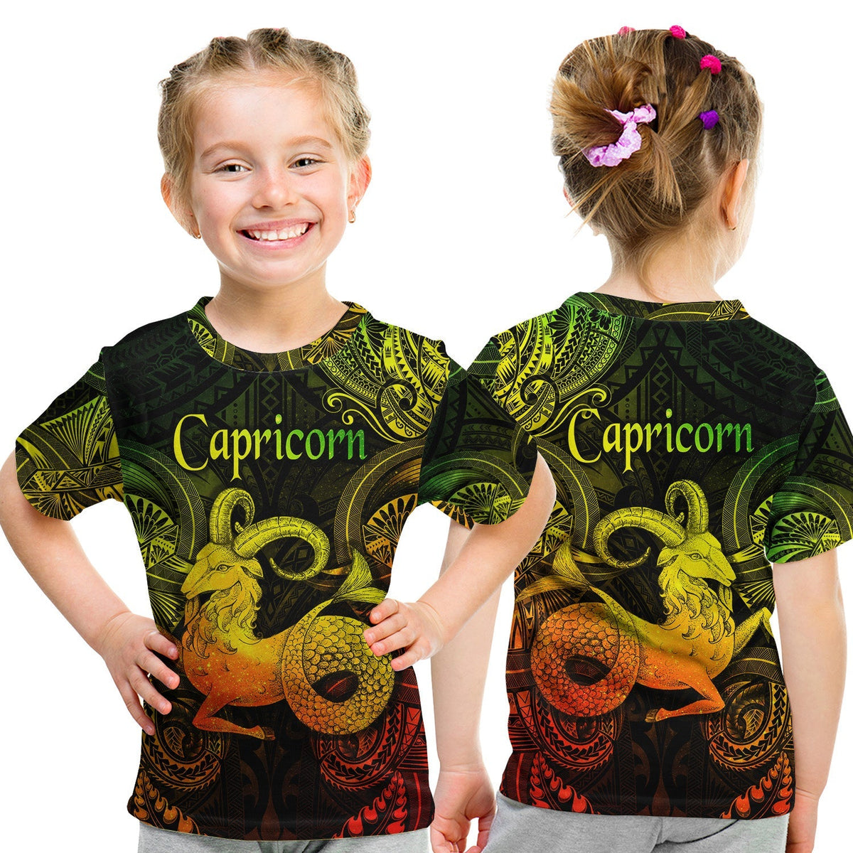 Capricorn Zodiac Polynesian T Shirt KID Unique Style Reggae LT8 - Wonder Print Shop