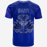 Haiti T Shirt Polynesian Neg Maron Custom Blue Style LT6 - Wonder Print Shop