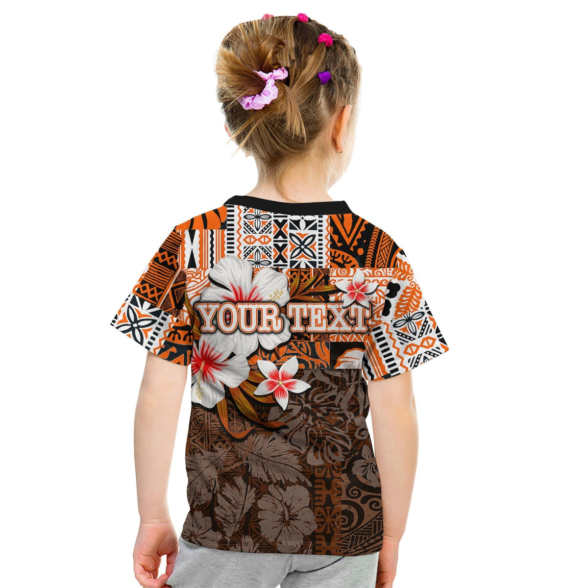 Custom Polynesian Hammerhead shark T Shirt KID Hawaii Style Orange LT6 - Wonder Print Shop