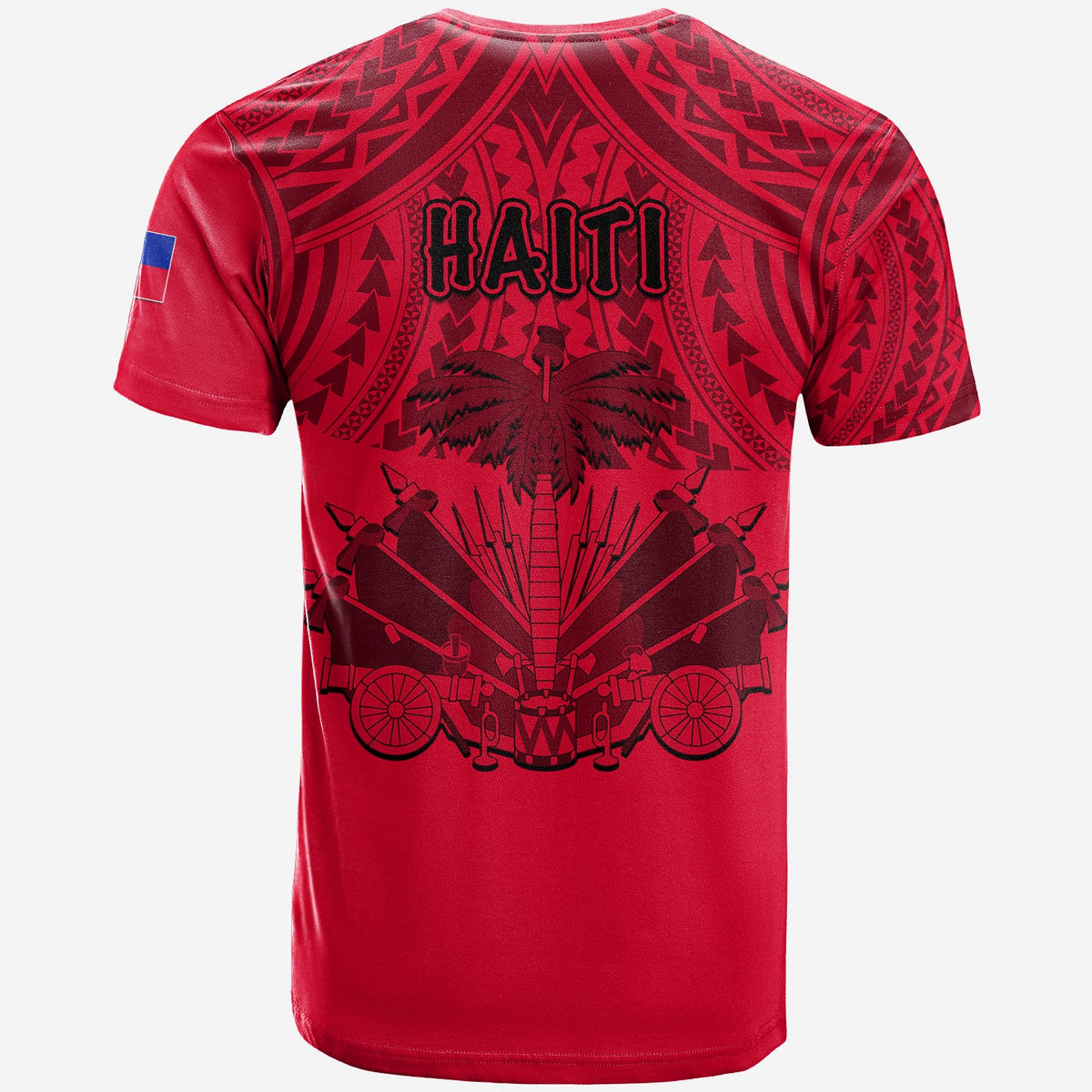Haiti T Shirt Polynesian Neg Maron Custom Red Style LT6 - Wonder Print Shop