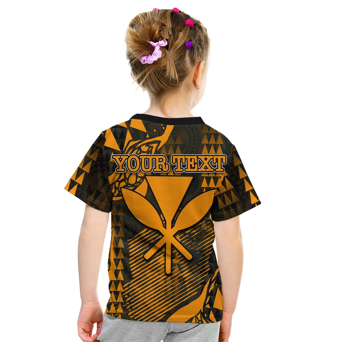 Custom Hawaii Kanaka Map T Shirt KID Orange Style LT6 - Wonder Print Shop