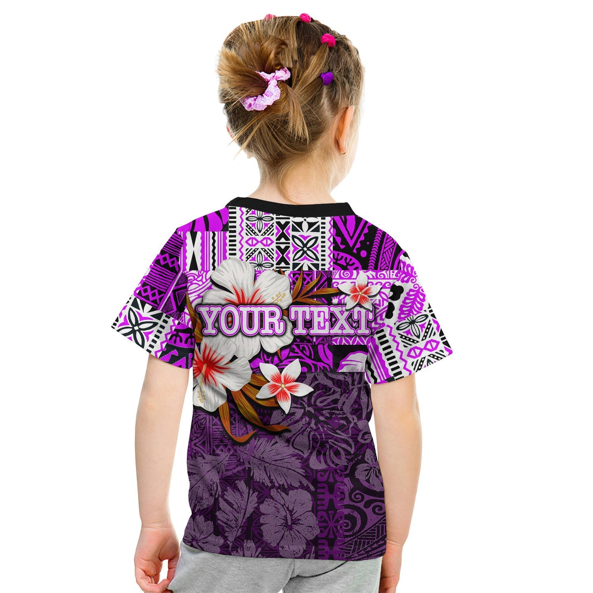 Custom Polynesian Hammerhead shark T Shirt KID Hawaii Style Purple LT6 - Wonder Print Shop